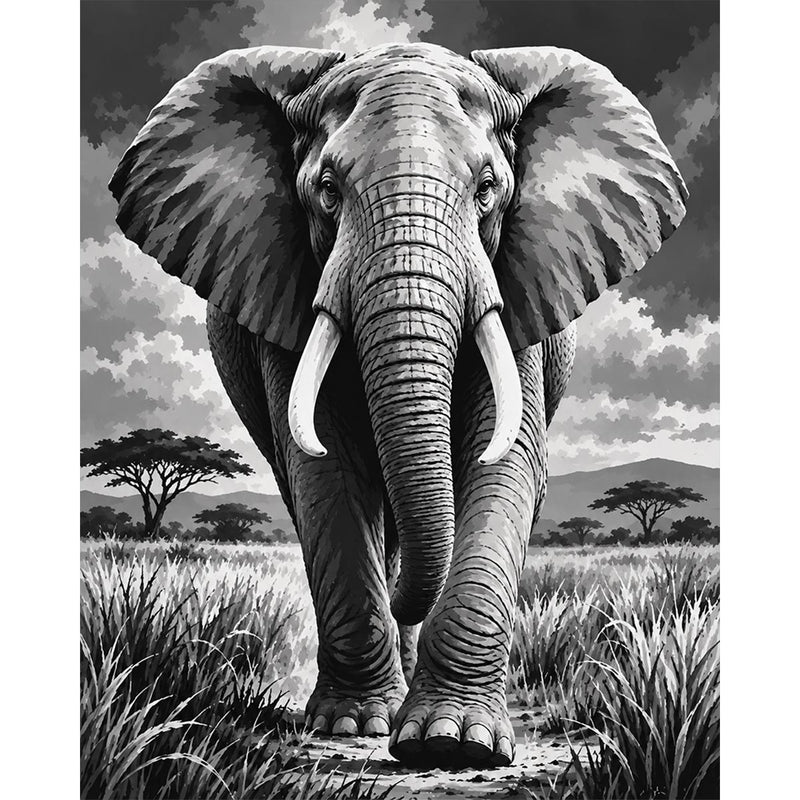 Savanna Elephant Paint by Numbers Kit-zoom-