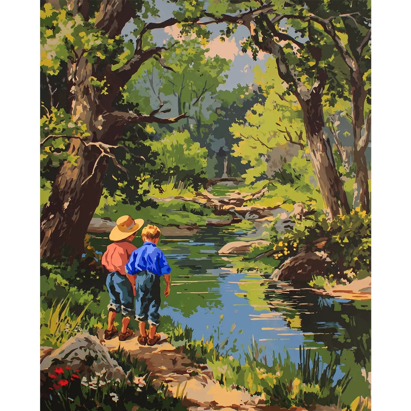 Two Boys by the Stream-zoom-