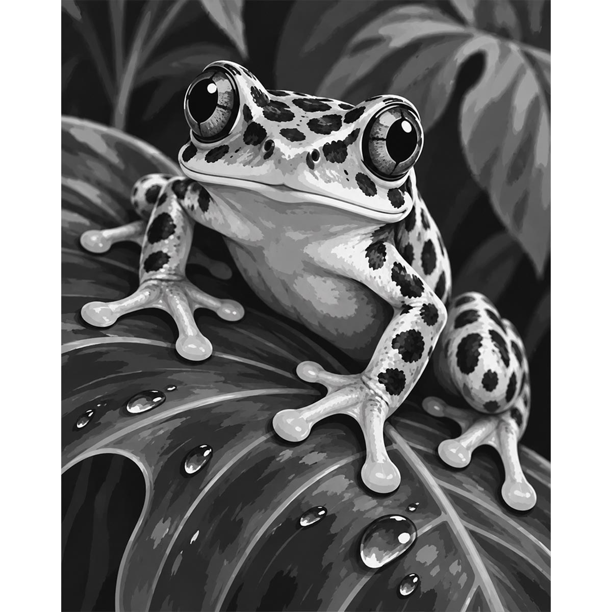 Black and White Frog Paint by Numbers Kit