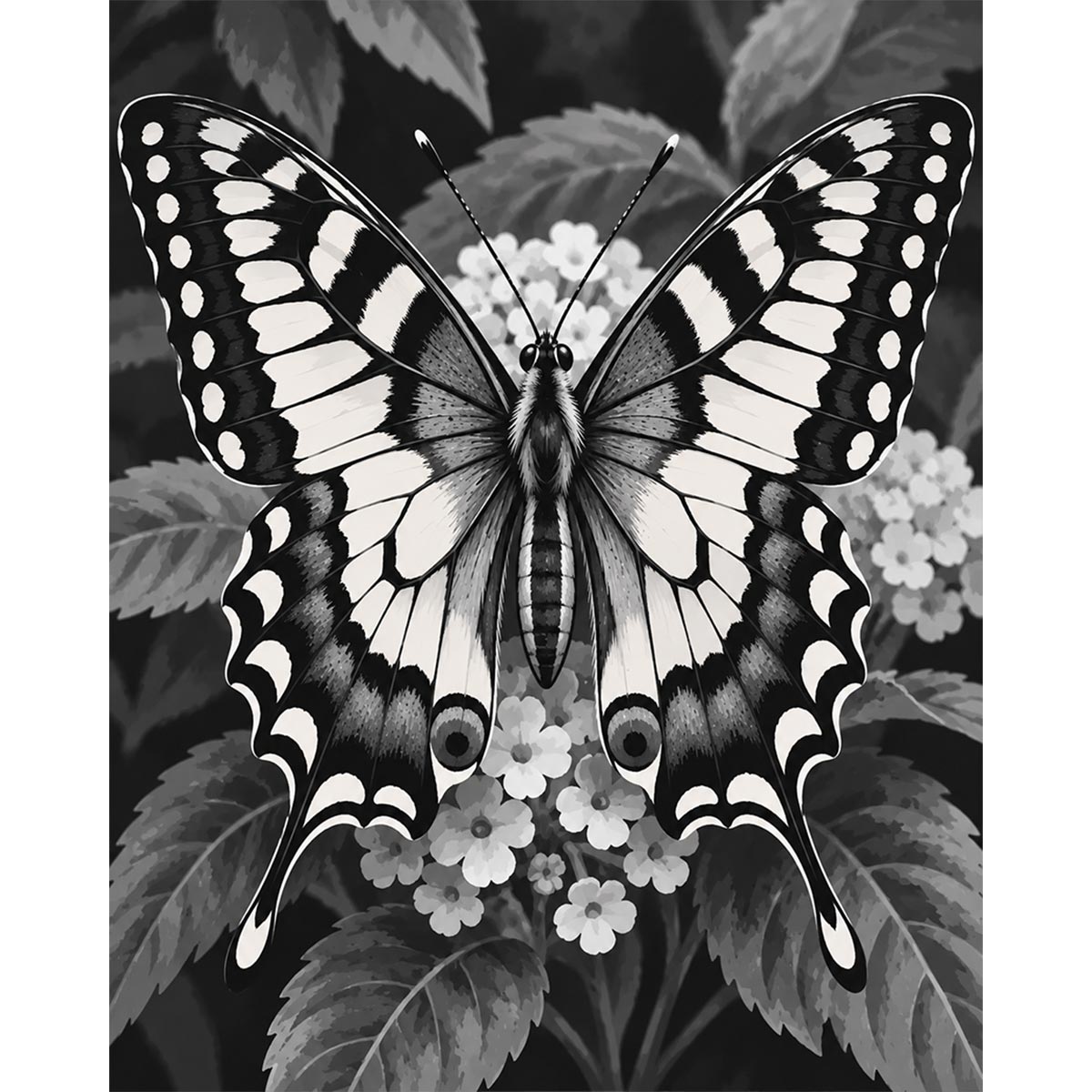 Black and White Butterfly Paint by Numbers Kit