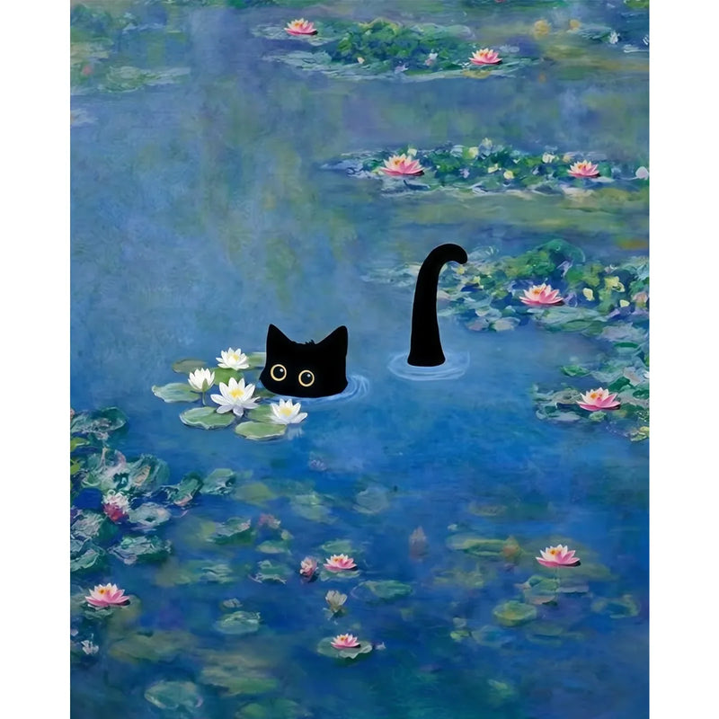 Cat in the Lily Pond-zoom-