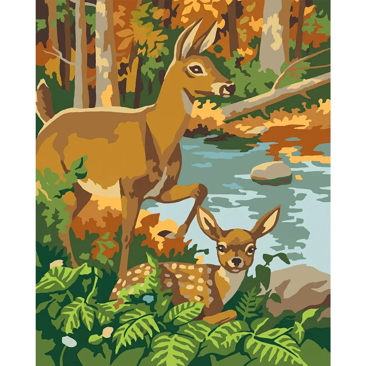 Deer and Fawn in the Forest-zoom-2