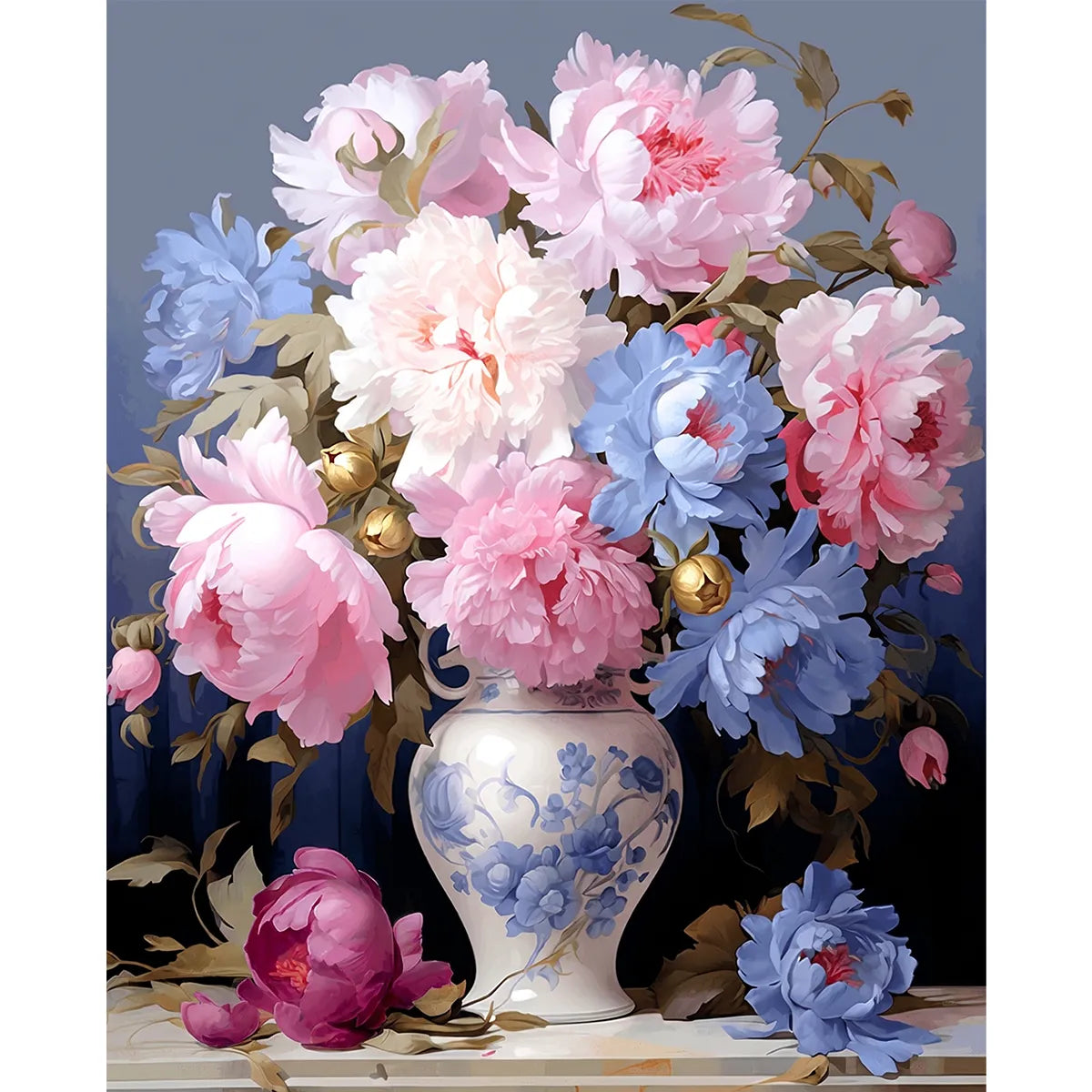 Peonies in a Porcelain Vase-2