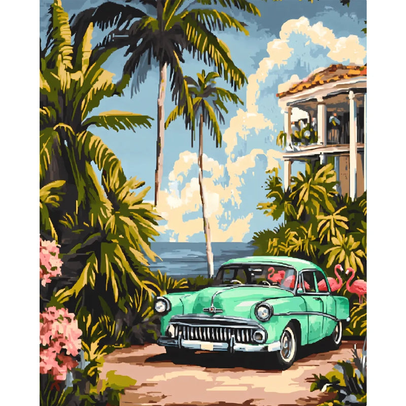 Tropical Vintage Car-zoom-