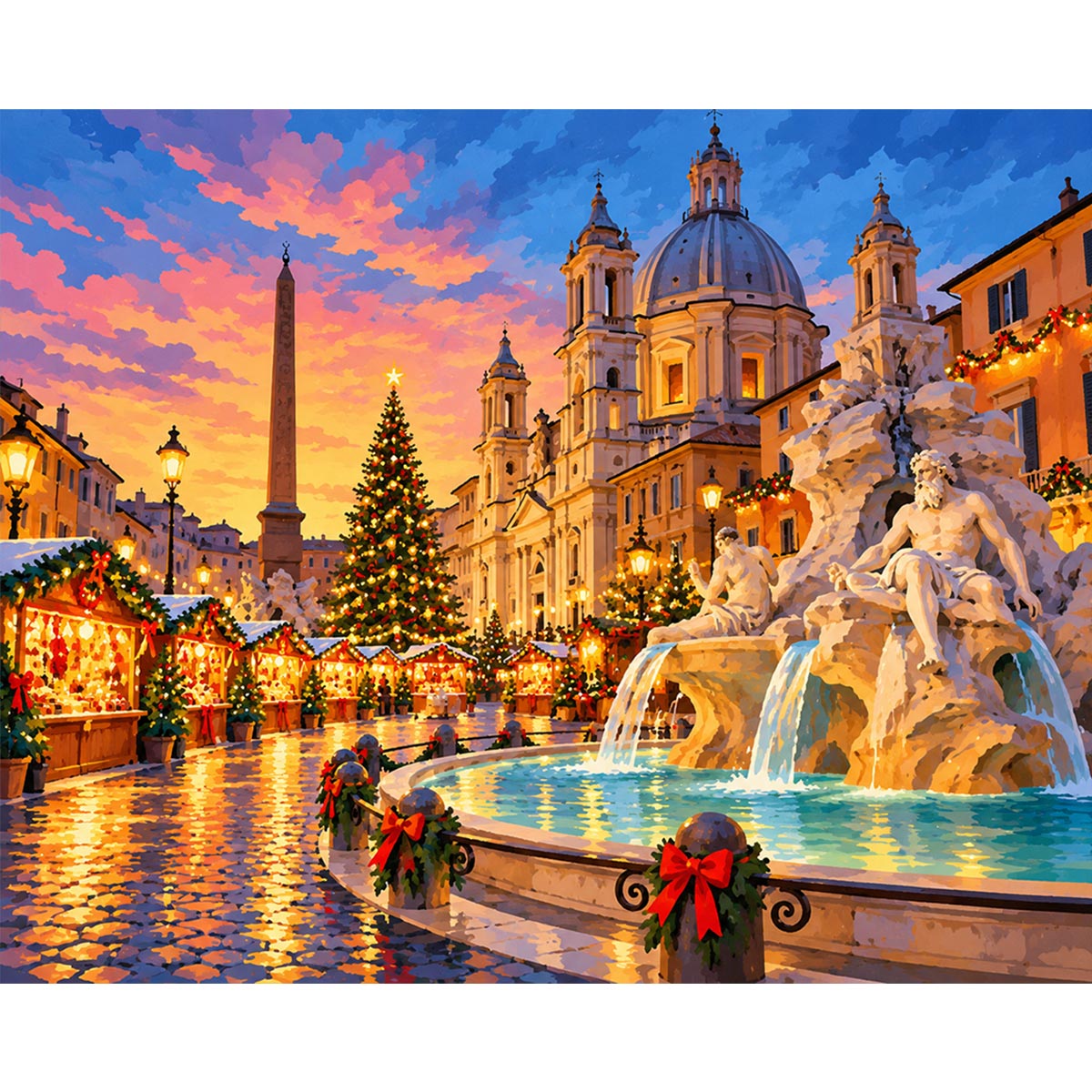 Piazza Navona Paint by Numbers Kit-zoom-2