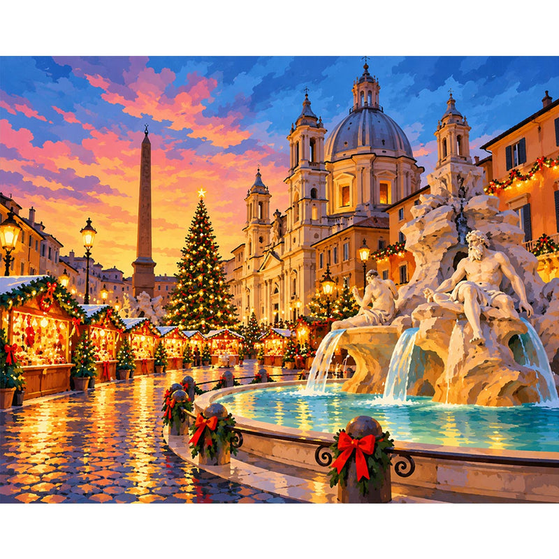 Piazza Navona Paint by Numbers Kit-zoom-