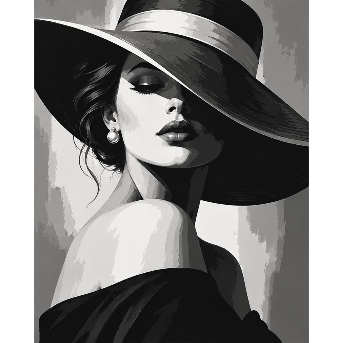 Black and White Woman Portrait Paint by Numbers Kit-zoom-2