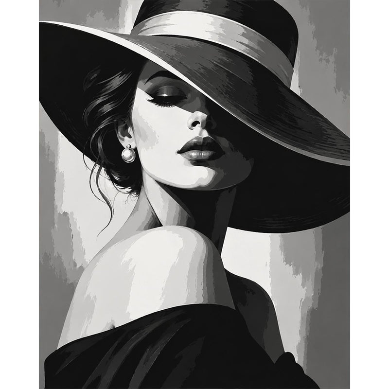 Black and White Woman Portrait Paint by Numbers Kit-zoom-