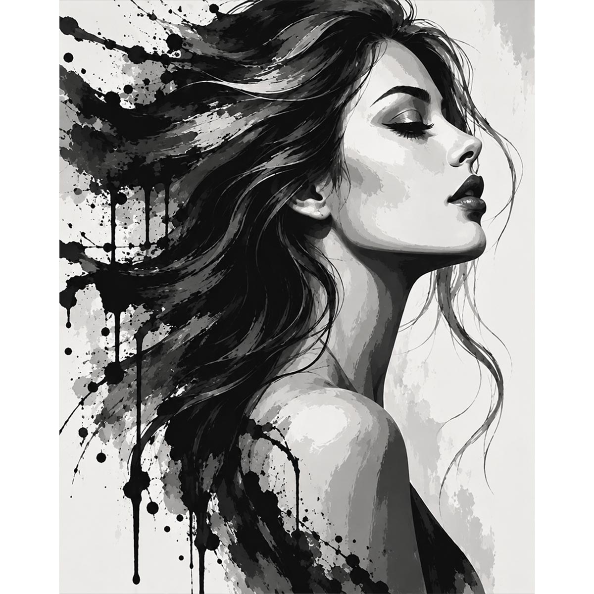 Black and White Woman Portrait Paint by Numbers Kit