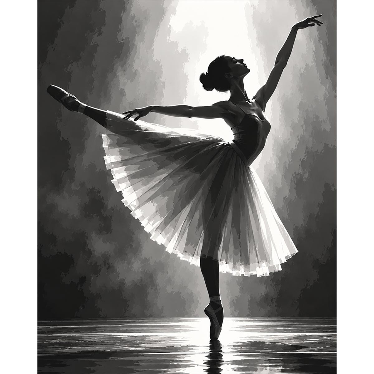 Black and White Ballerina Paint by Numbers Kit-zoom-2