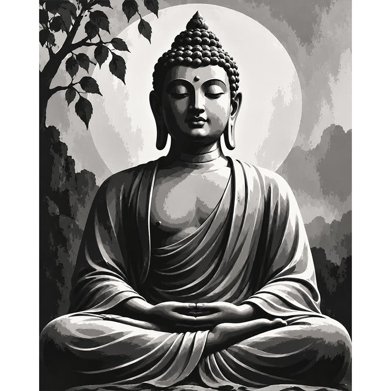 Black and White Buddha Paint by Numbers Kit-zoom-