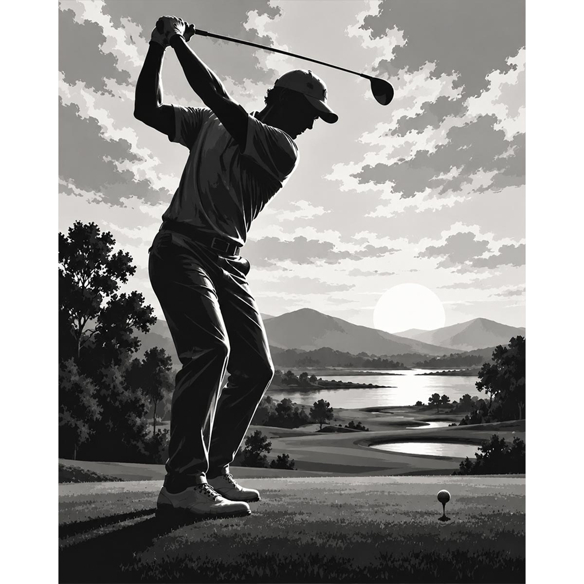 Black and White Golf Paint by Numbers Kit-2