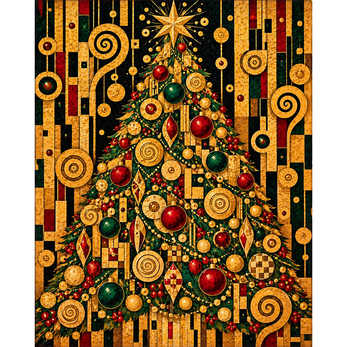 Klimt Style Christmas Tree Paint by Numbers Kit-zoom-2