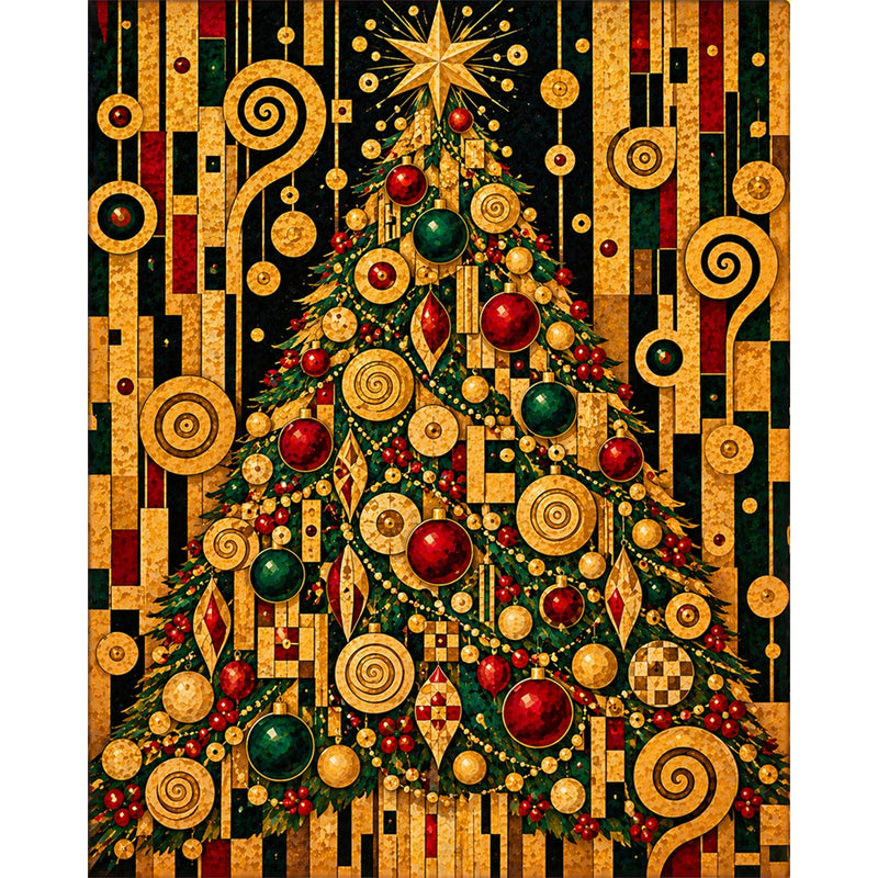 Klimt Style Christmas Tree Paint by Numbers Kit-zoom-