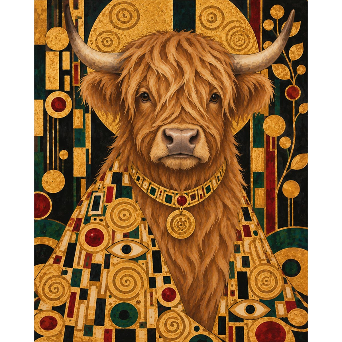 Highland Cow in Gold