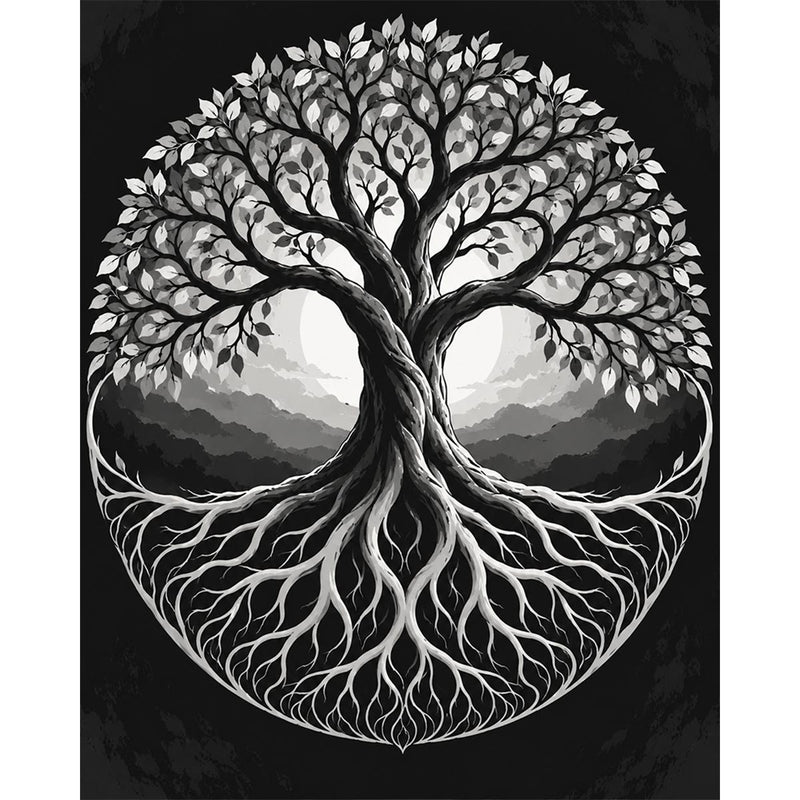 Black and White Tree of Life Paint by Numbers Kit-zoom-