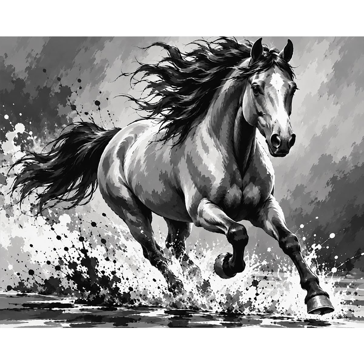 Black and White Horse Paint by Numbers Kit-zoom-2