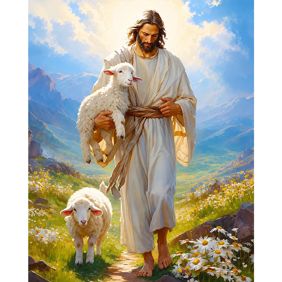 Shepherd and Lambs-zoom-2