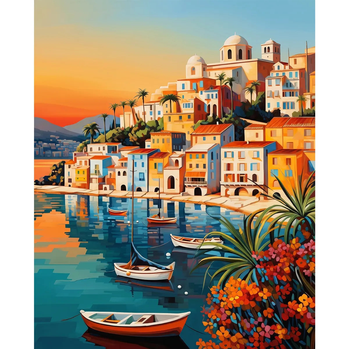 Mediterranean Sunset Town