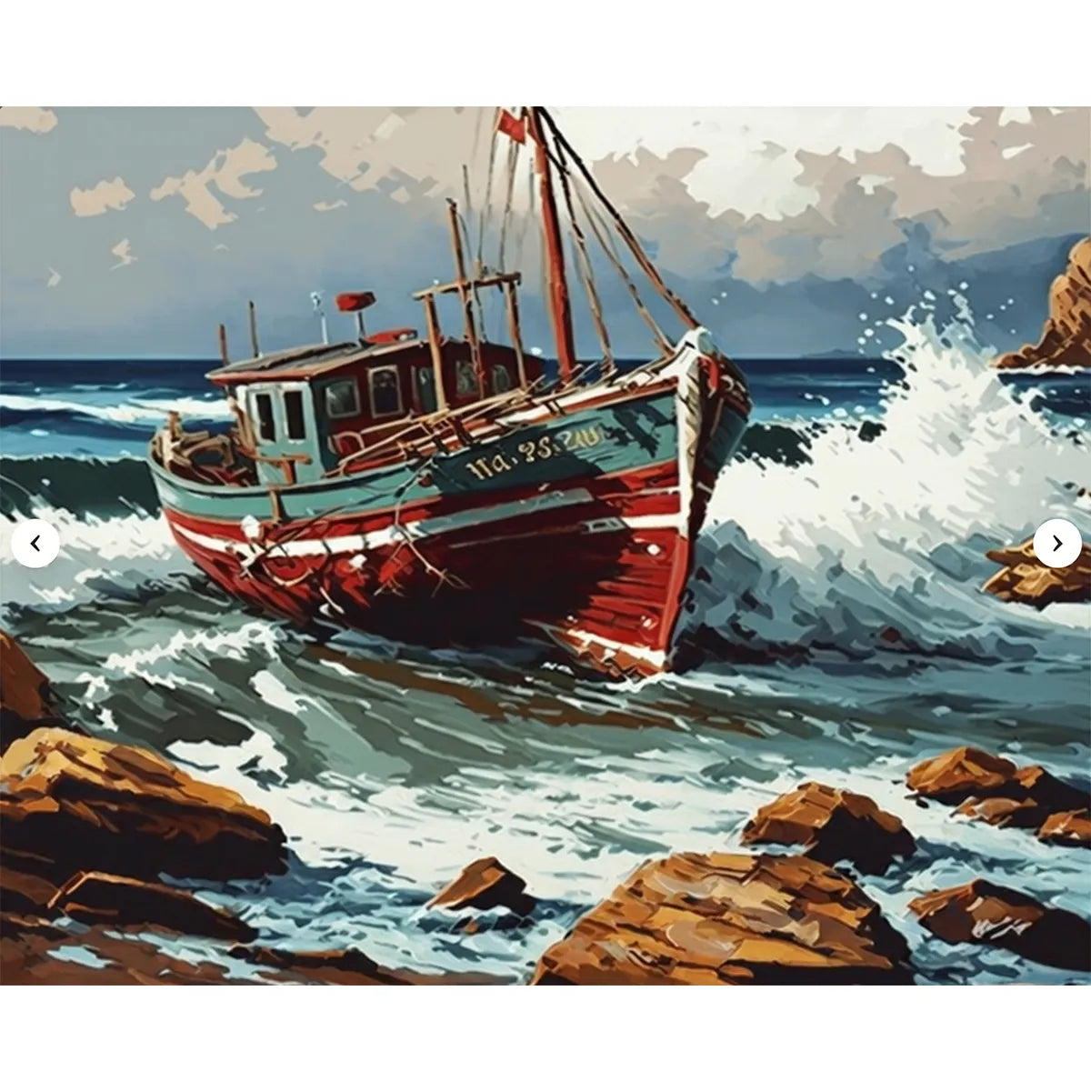 Fishing Boat in Crashing Surf