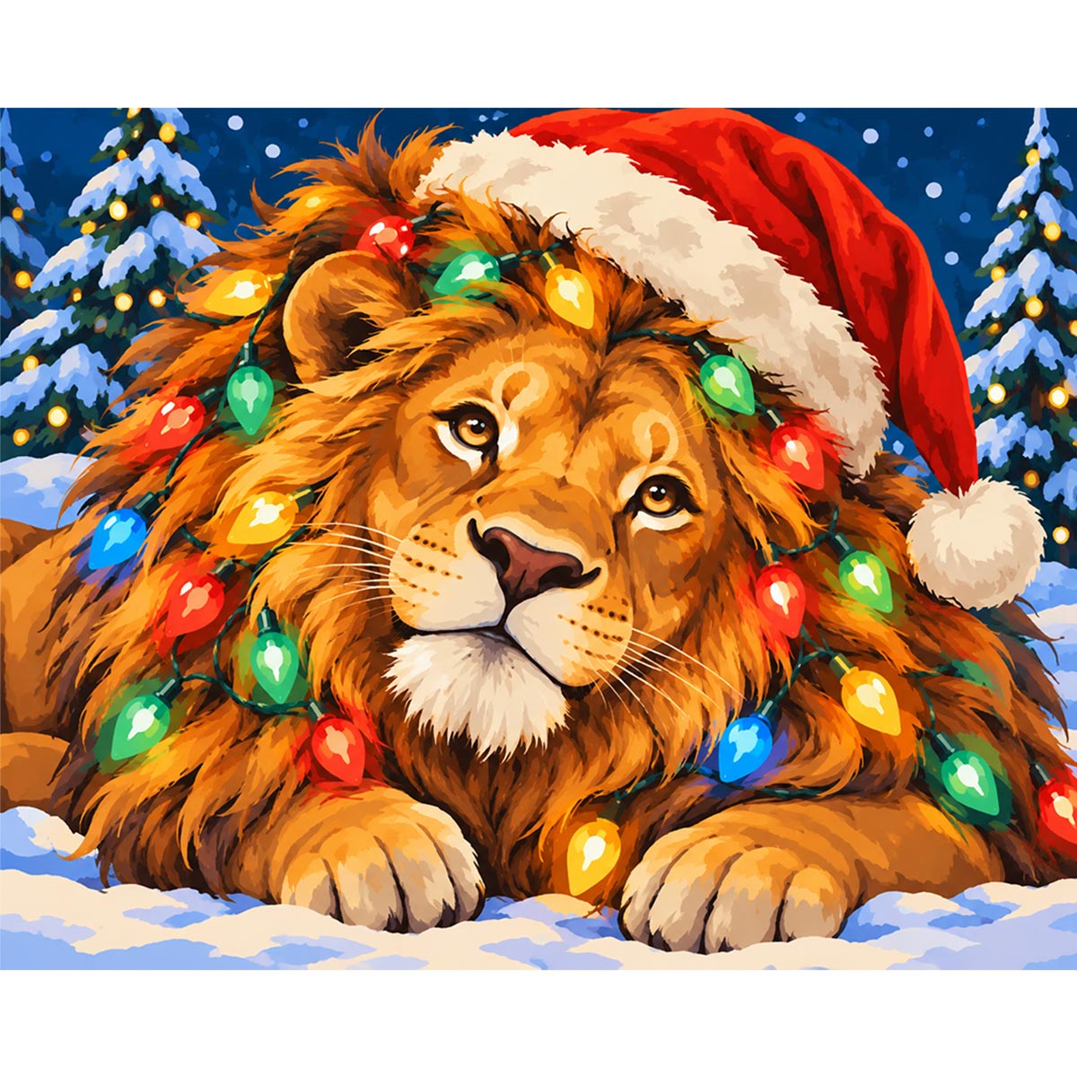 Christmas Lion Paint by Numbers Kit