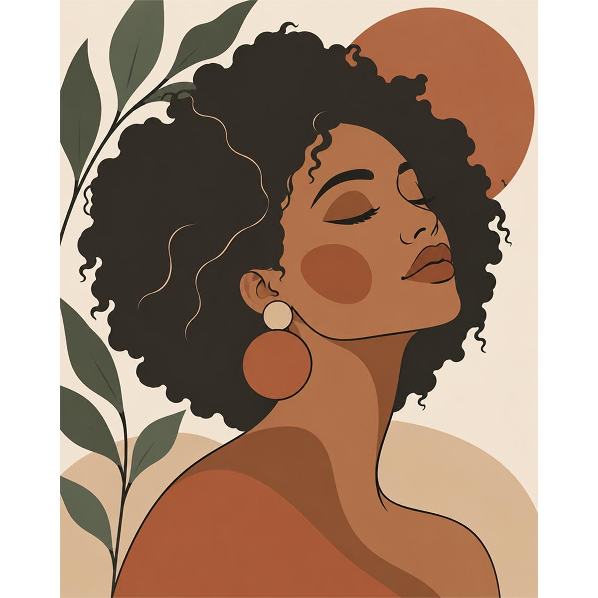 Afro Woman in Profile Paint by Numbers Kit-zoom-2