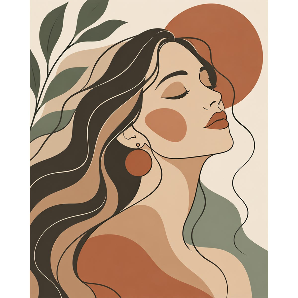 Woman with Wavy Hair Paint by Numbers Kit