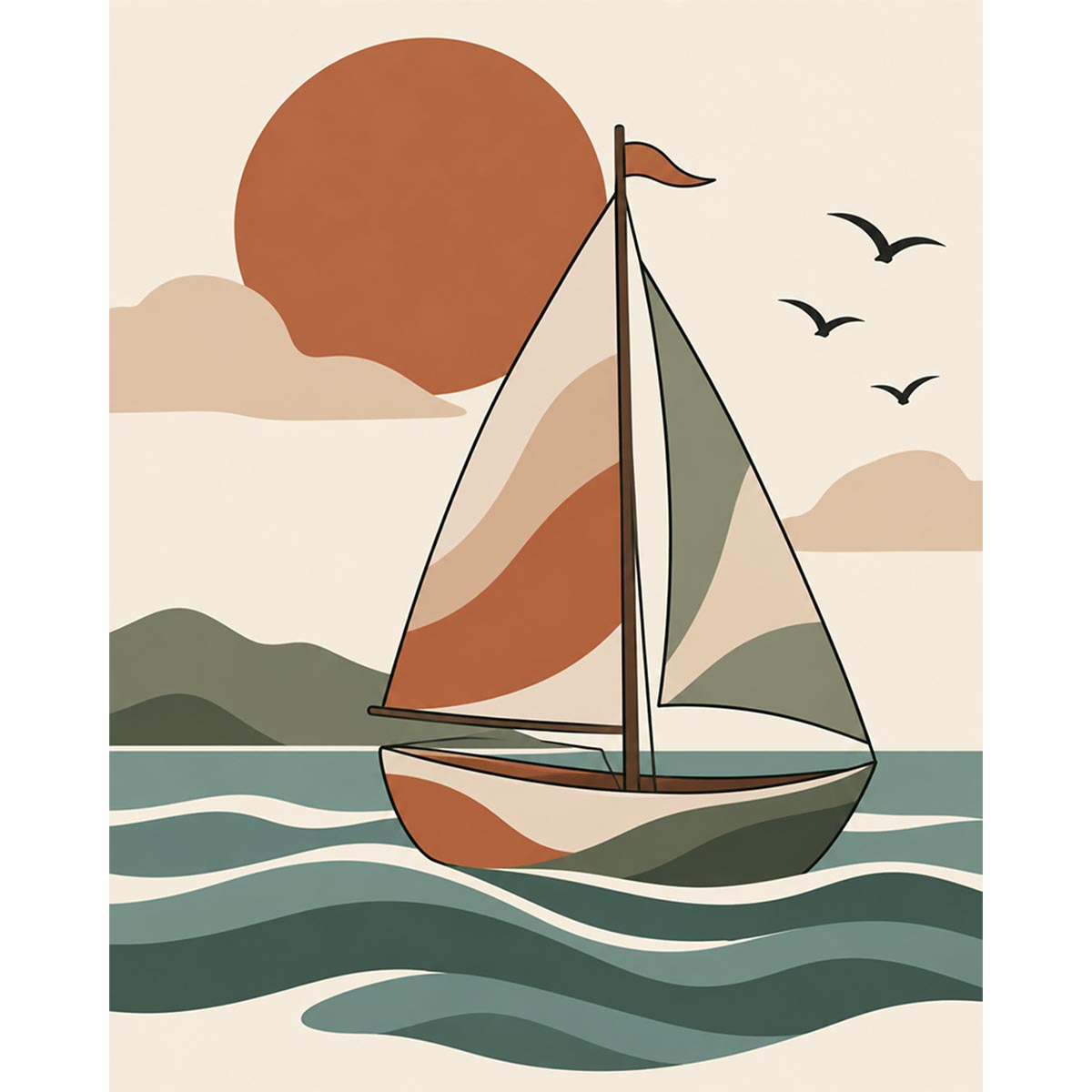 Sailboat Under the Sun Paint by Numbers Kit