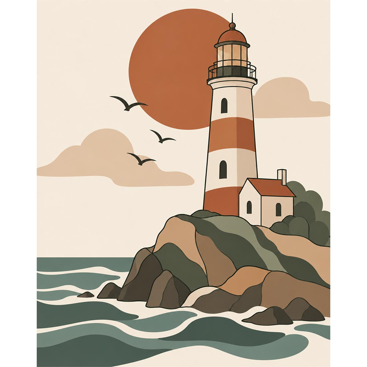 Striped Lighthouse Paint by Numbers Kit-zoom-2