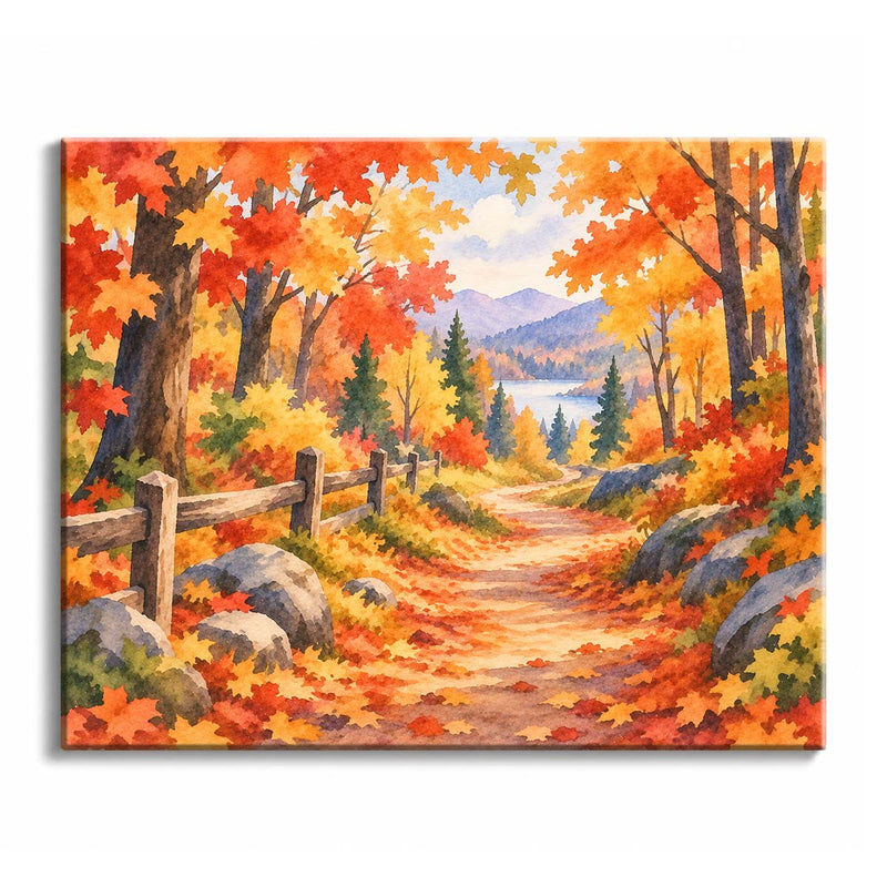Lakeside Autumn Path Paint by Numbers Kit-zoom-
