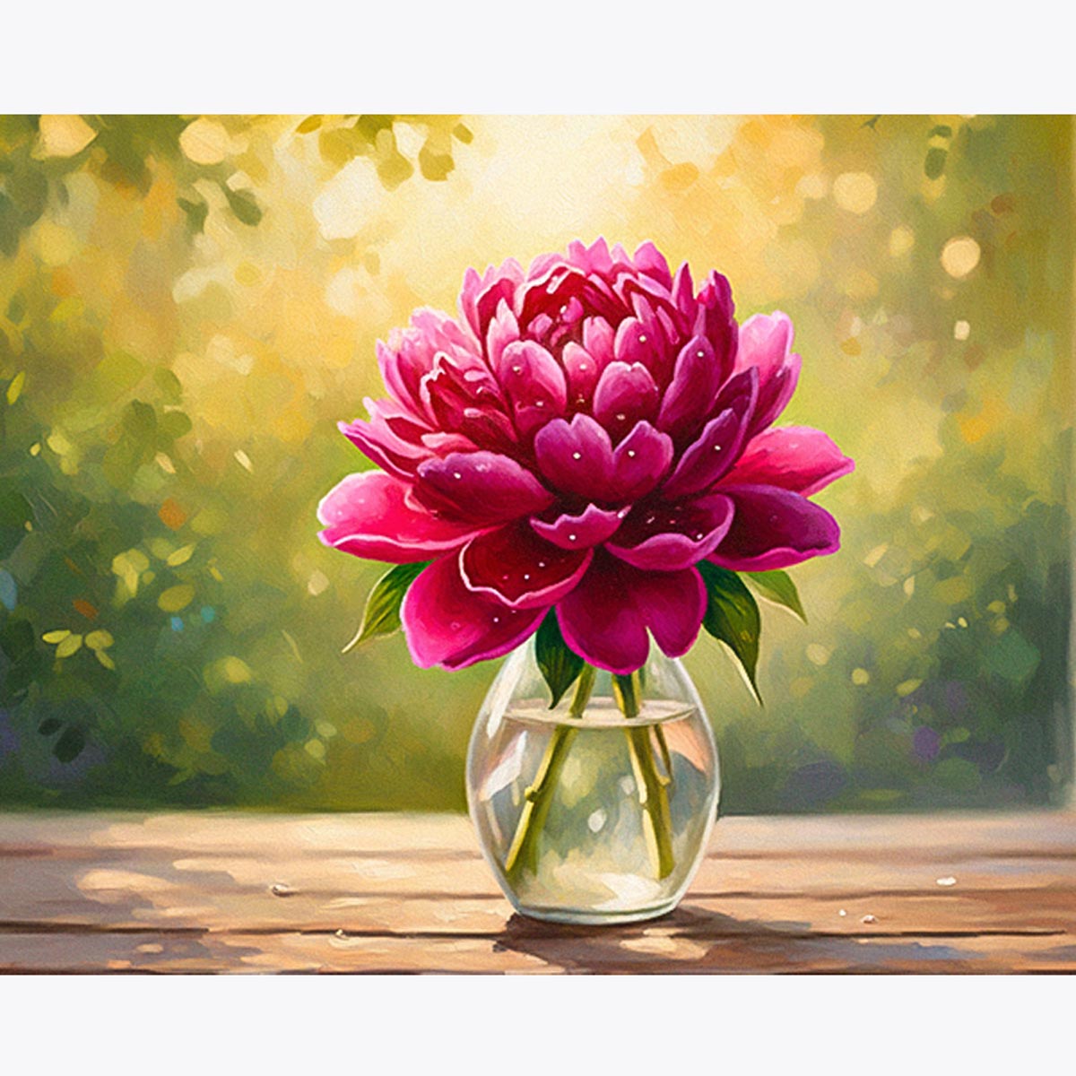 Pink Peony in Glass Vase-2