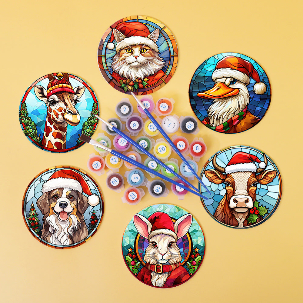 Merry Christmas Paint By Numbers Coaster Set-4