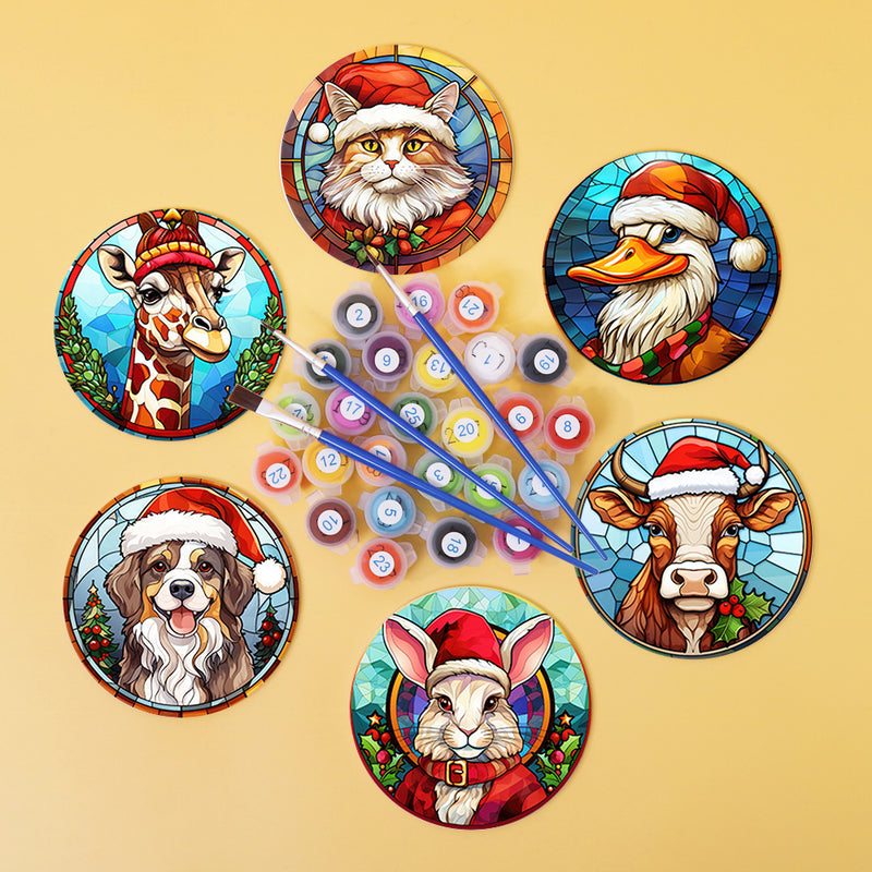Merry Christmas Paint By Numbers Coaster Set-zoom-