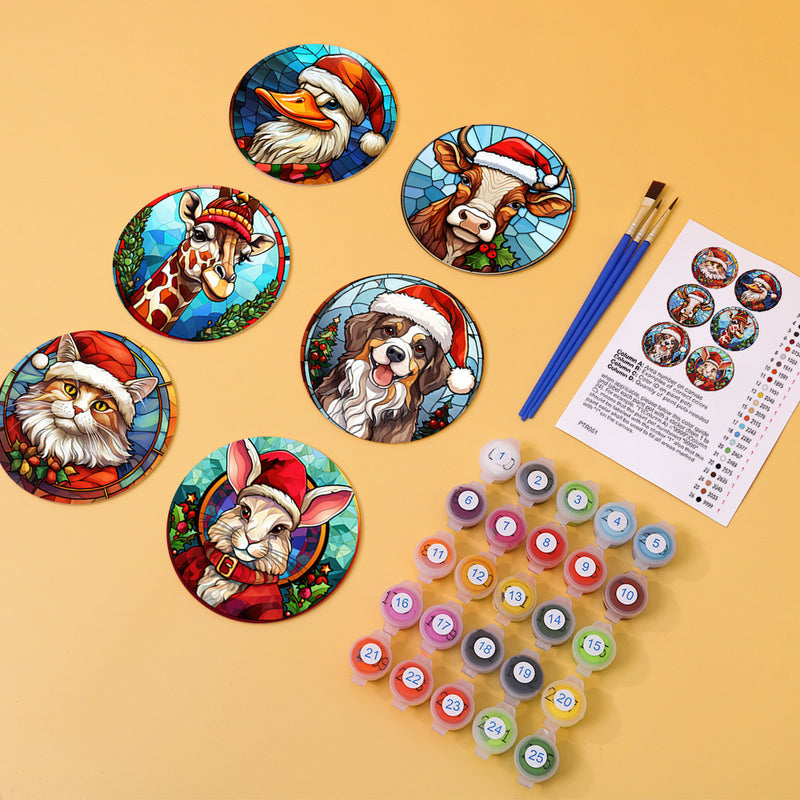 Merry Christmas Paint By Numbers Coaster Set-zoom-
