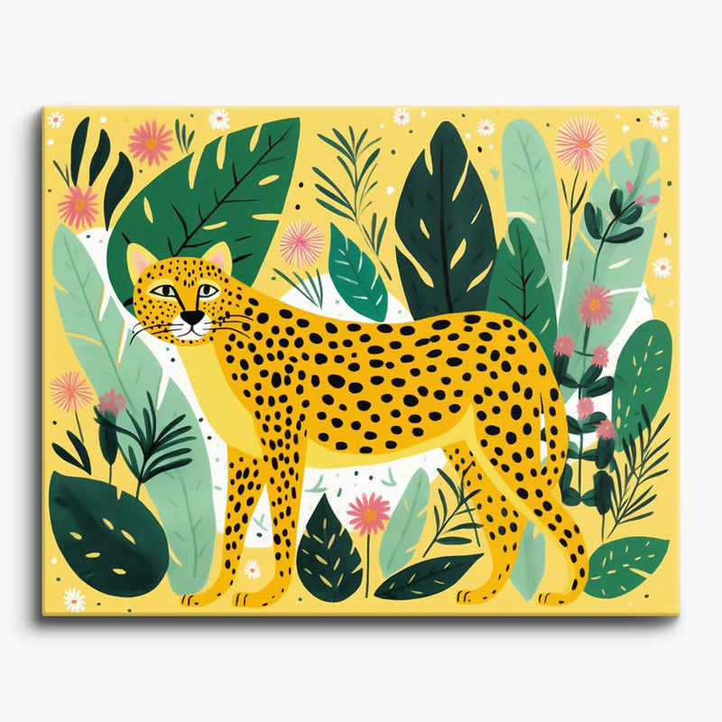 Yellow Leopard Jungle Paint by Numbers Kit-zoom-