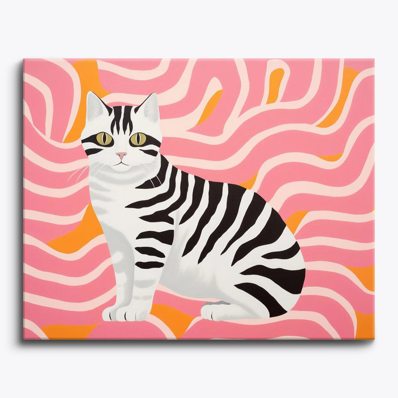 Zebra Striped Cat Pop Art Paint by Numbers Kit-zoom-