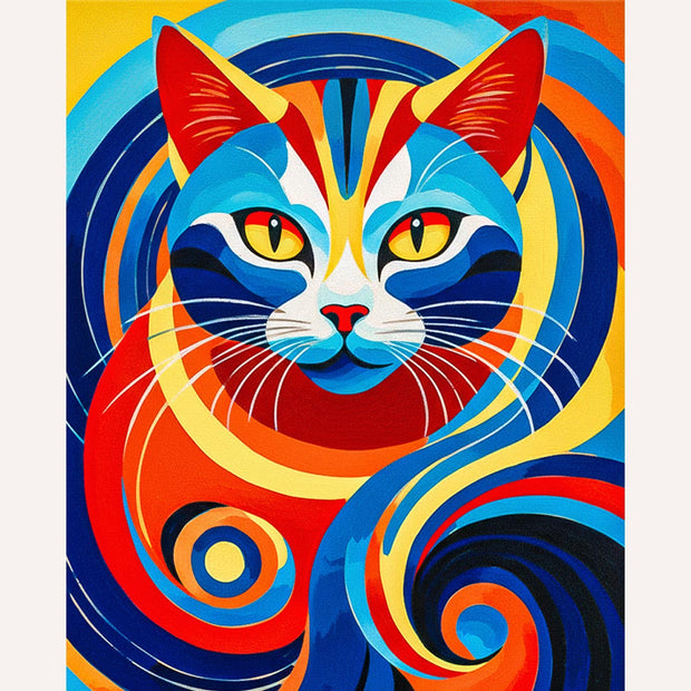 Abstract Colorful Cat Paint by Numbers Kit