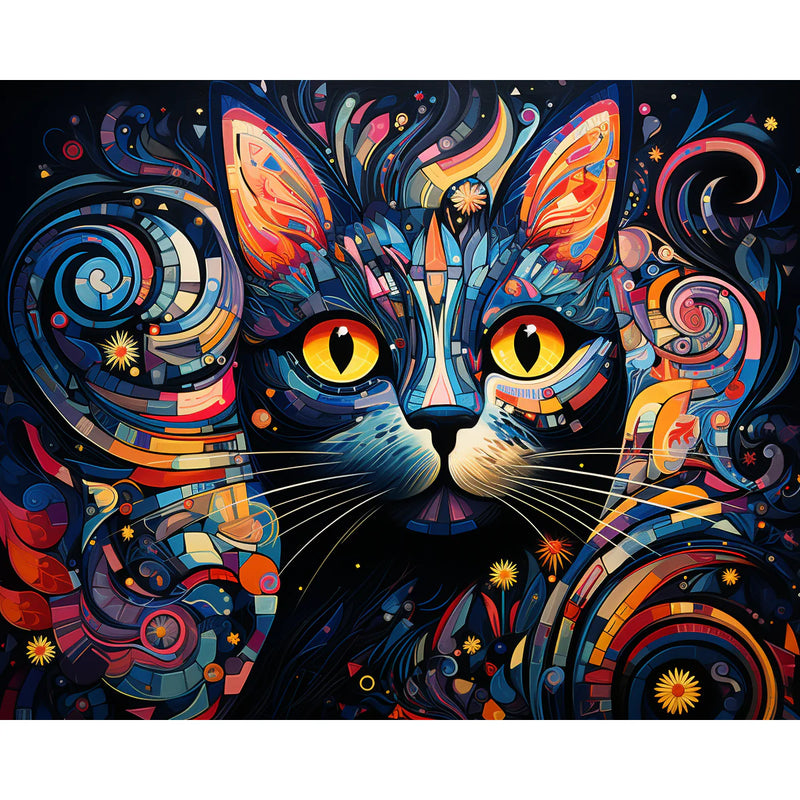 Abstract Cosmic Cat Paint by Numbers Kit-zoom-