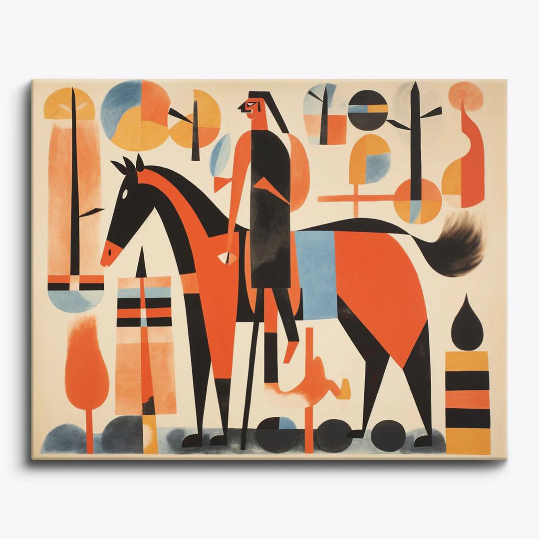 Abstract Horse and Rider Paint by Numbers Kit – Paint By Canvas, image size:1080x1080