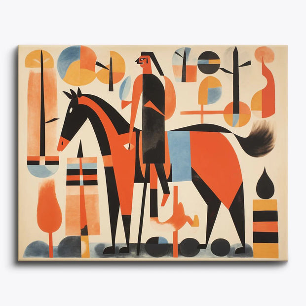 Abstract Horse and Rider Paint by Numbers Kit