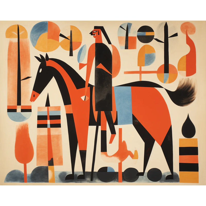 Abstract Horse and Rider Paint by Numbers Kit-zoom-