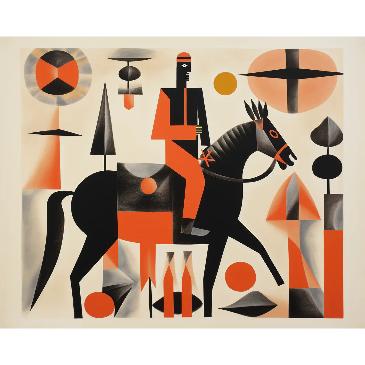 Abstract Rider on Horse Paint by Numbers Kit-2