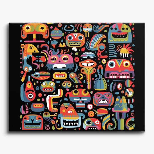 Abstract Tribal Faces Paint by Numbers Kit