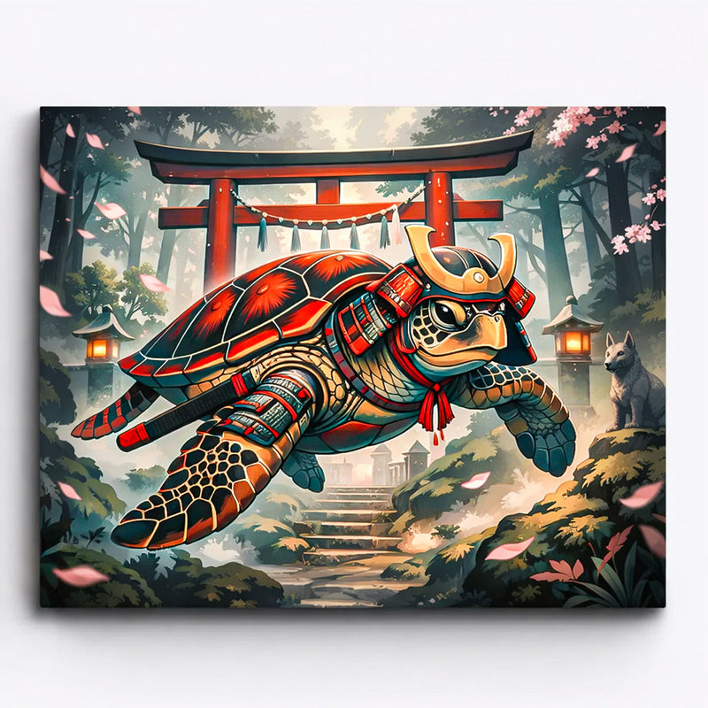 Samurai Guardian Turtle Paint by Numbers Kit-zoom-