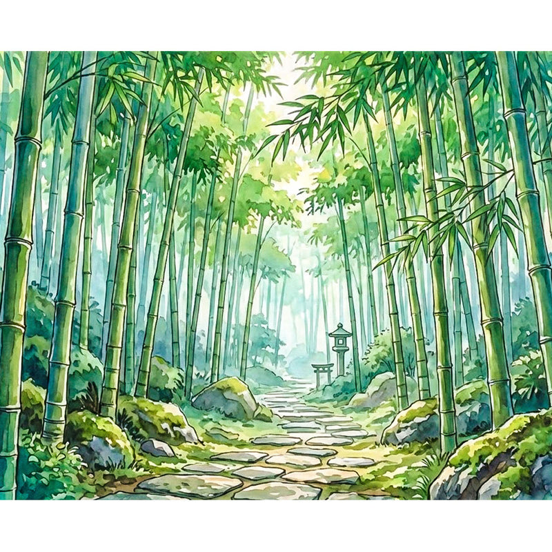 Quiet Bamboo Garden Path Paint by Numbers Kit-zoom-