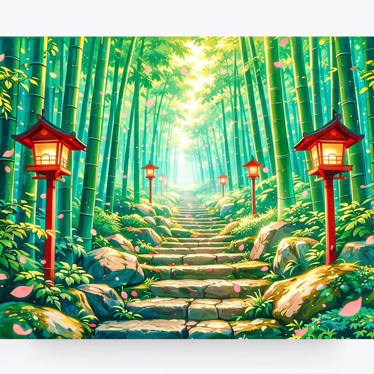Lantern Path Through Bamboo Forest Paint by Numbers Kit-zoom-2