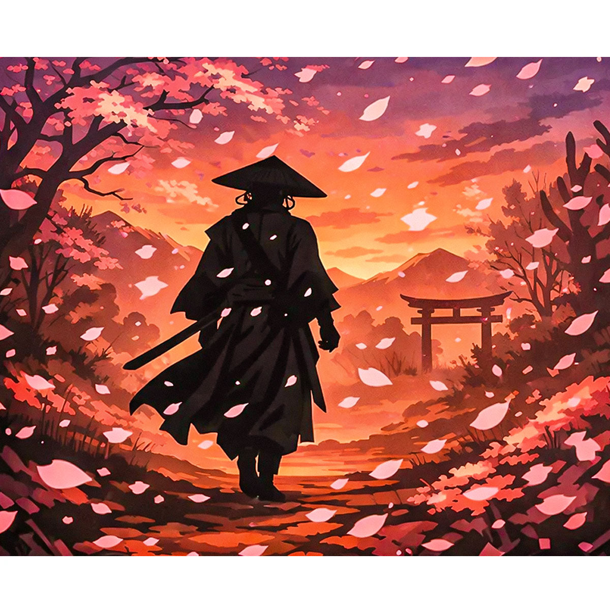 Sakura Path Wanderer Paint by Numbers Kit-2