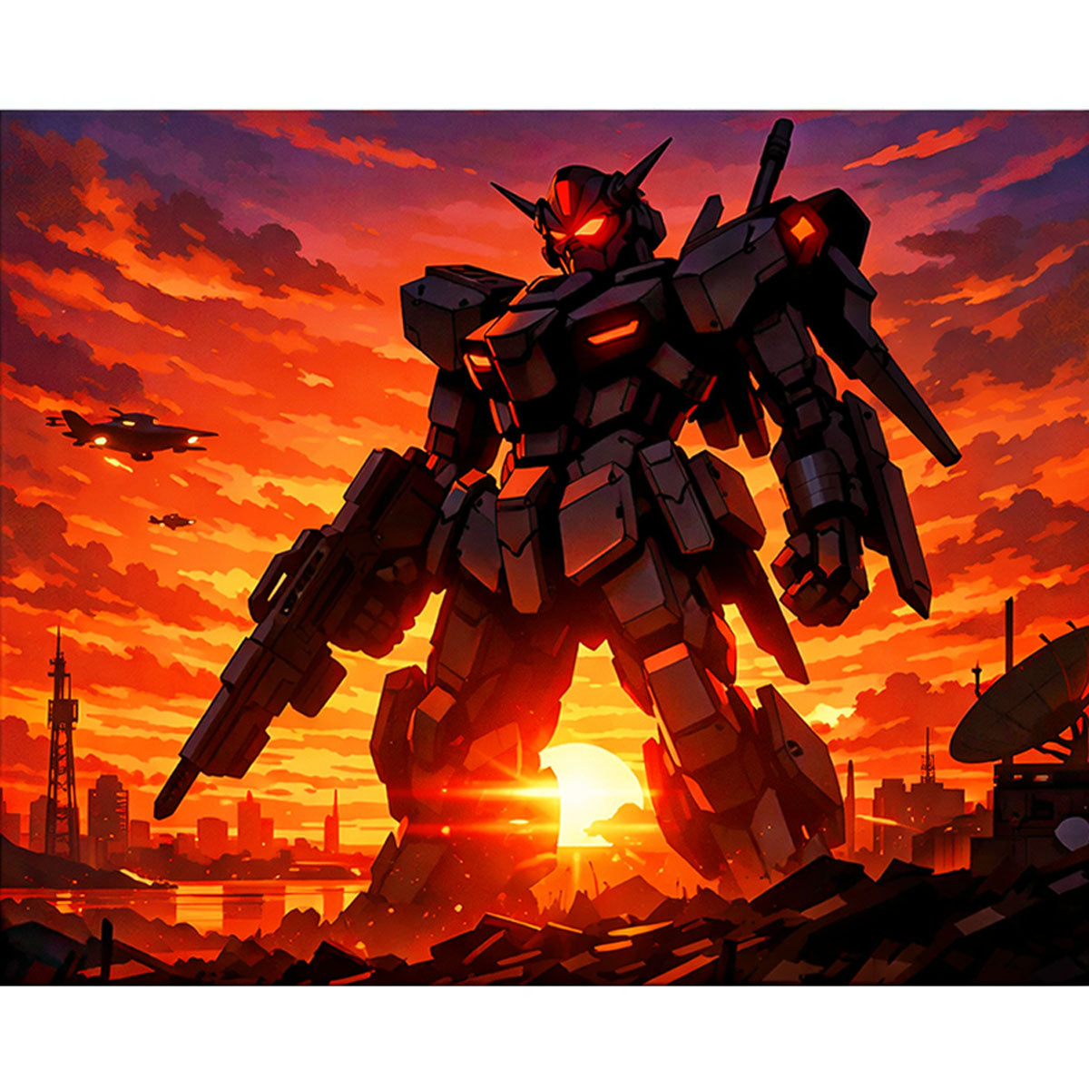 Sunset Battle Mecha Anime Paint by Numbers Kit-zoom-2
