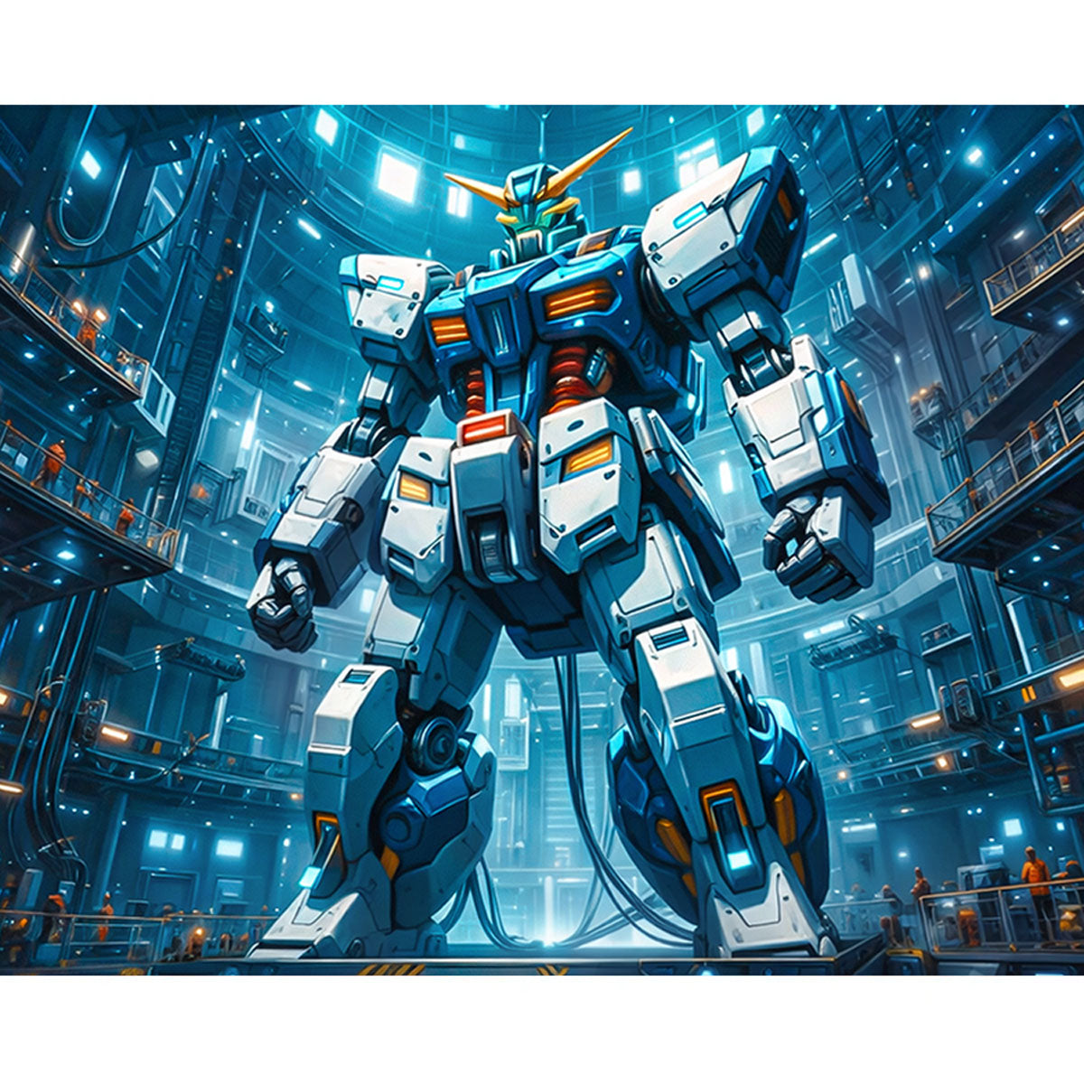 Anime Hangar Mecha Robot Paint by Numbers Kit-zoom-2