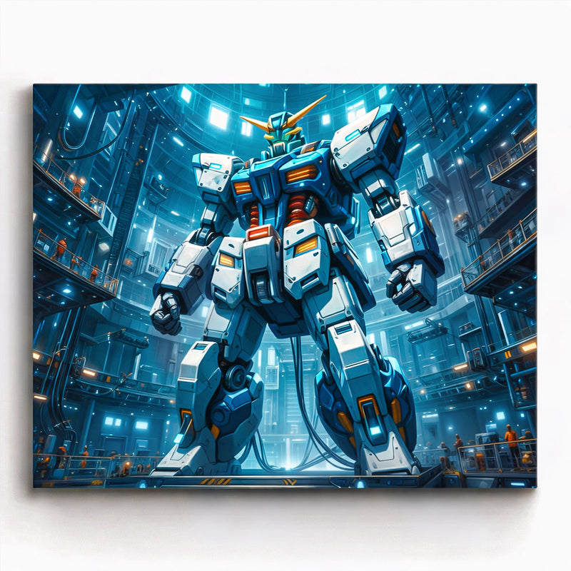 Anime Hangar Mecha Robot Paint by Numbers Kit-zoom-